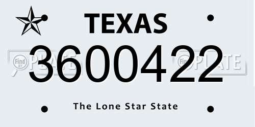 3600422 Texas License Plate