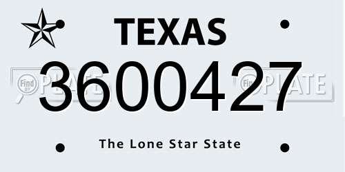 3600427 Texas License Plate