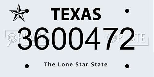 3600472 Texas License Plate