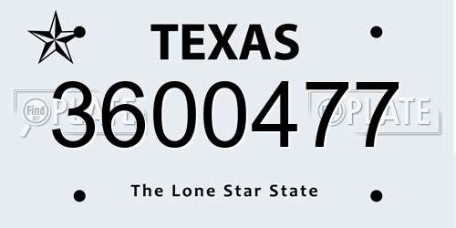 3600477 Texas License Plate