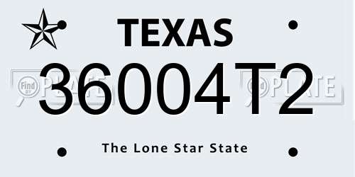 36004T2 Texas License Plate