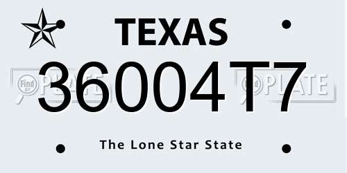 36004T7 Texas License Plate