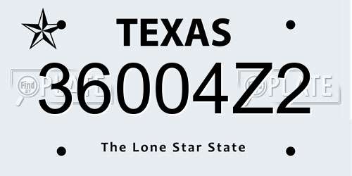 36004Z2 Texas License Plate