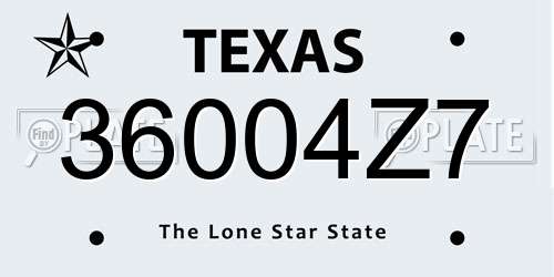 36004Z7 Texas License Plate