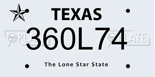 360L74 Texas License Plate