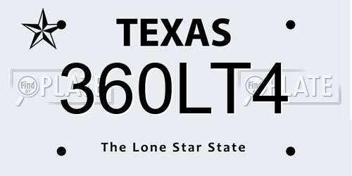 360LT4 Texas License Plate