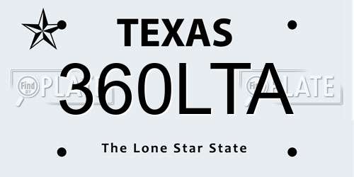 360LTA Texas License Plate