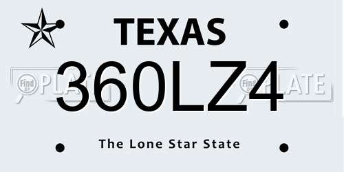 360LZ4 Texas License Plate