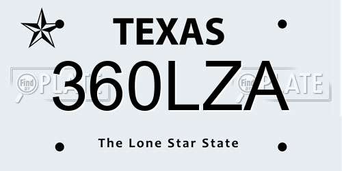 360LZA Texas License Plate