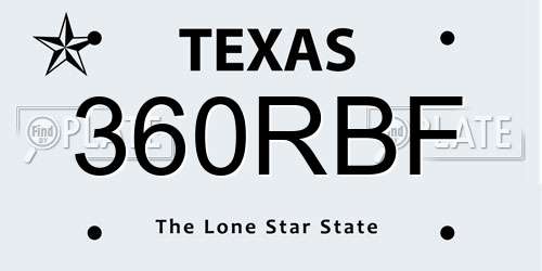 360RBF Texas License Plate