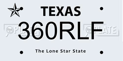 360RLF Texas License Plate