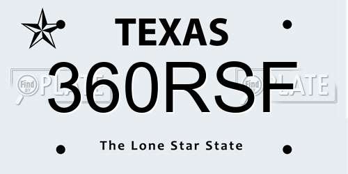 360RSF Texas License Plate