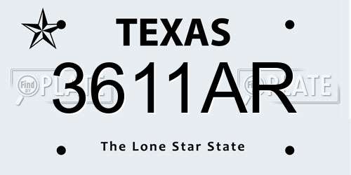 3611AR Texas License Plate