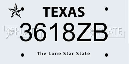 3618ZB Texas License Plate