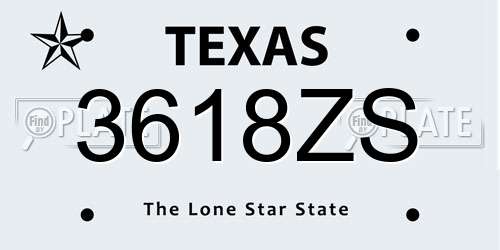 3618ZS Texas License Plate