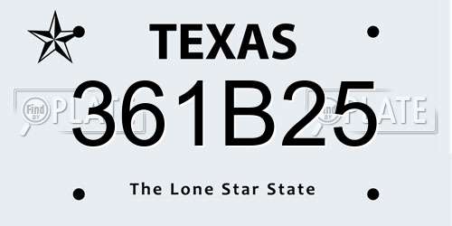 361B25 Texas License Plate