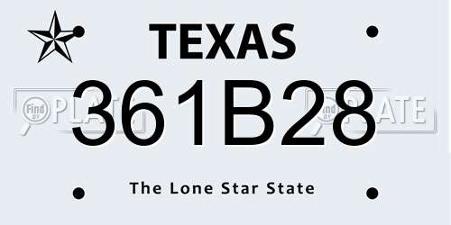 361B28 Texas License Plate