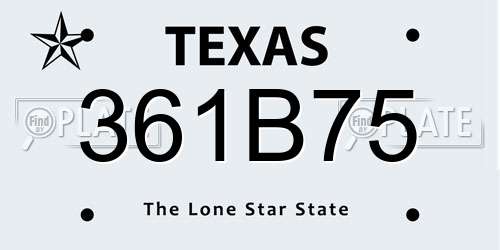 361B75 Texas License Plate
