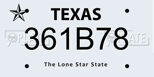 361B78 Texas License Plate