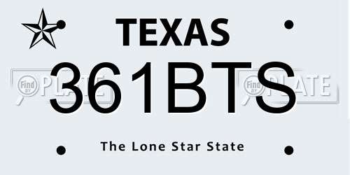 361BTS Texas License Plate