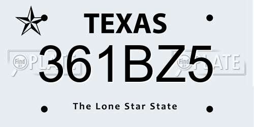 361BZ5 Texas License Plate