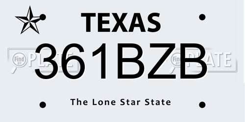 361BZB Texas License Plate