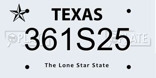 361S25 Texas License Plate