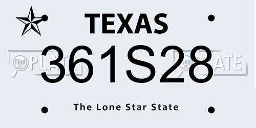 361S28 Texas License Plate