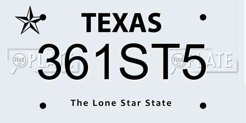 361ST5 Texas License Plate