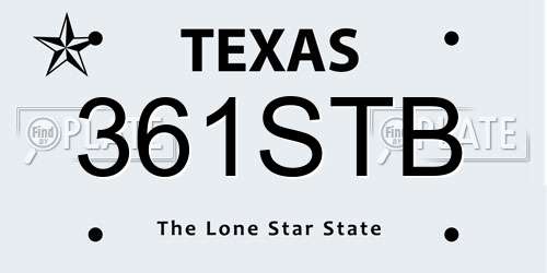 361STB Texas License Plate