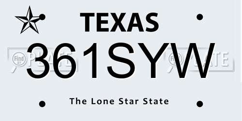 361SYW Texas License Plate