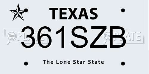361SZB Texas License Plate