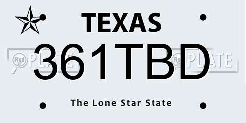 361TBD Texas License Plate