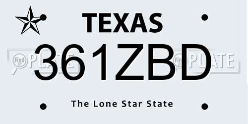 361ZBD Texas License Plate