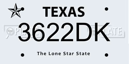3622DK Texas License Plate