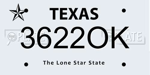 3622OK Texas License Plate