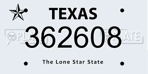 362608 Texas License Plate
