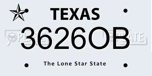 3626OB Texas License Plate