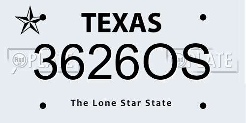 3626OS Texas License Plate