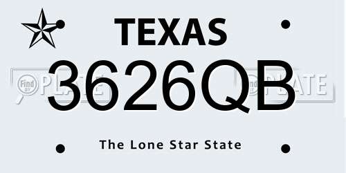 3626QB Texas License Plate