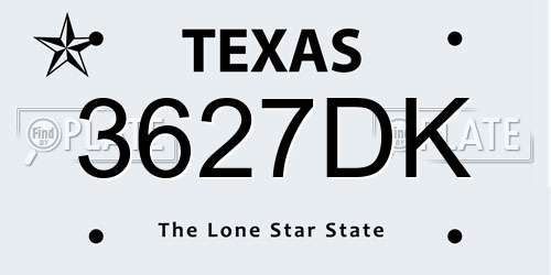3627DK Texas License Plate