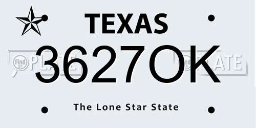 3627OK Texas License Plate