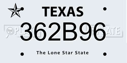 362B96 Texas License Plate