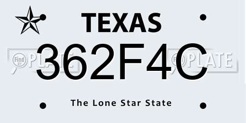 362F4C Texas License Plate