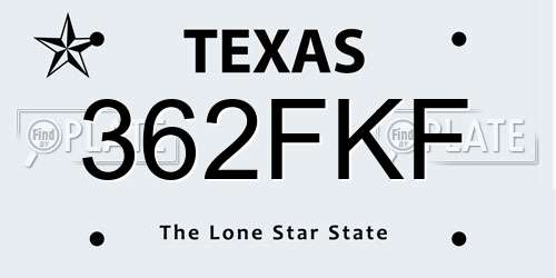 362FKF Texas License Plate