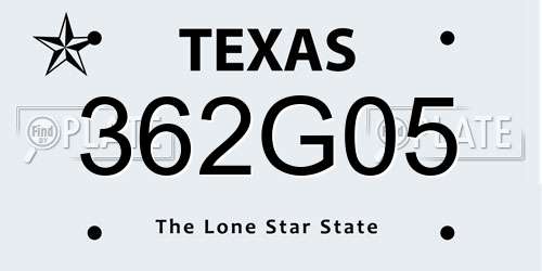 362G05 Texas License Plate