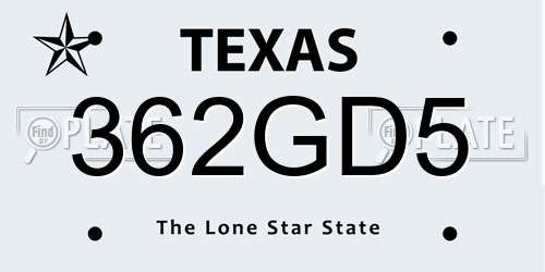 362GD5 Texas License Plate
