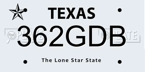 362GDB Texas License Plate