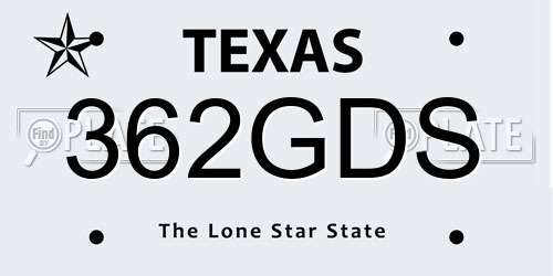 362GDS Texas License Plate