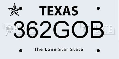 362GOB Texas License Plate